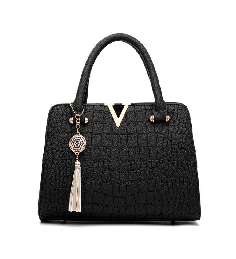 Zarahut Black Leather Bag for Women Shoulder Handbag with Double Straps