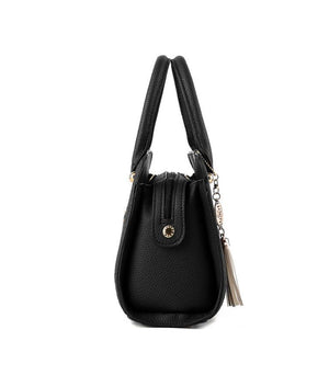 Zarahut Black Leather Bag for Women Shoulder Handbag with Double Straps