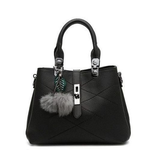 Zarahut Black Leather Shoulder Bag for Women Alligator Pattern Bucket Handbag