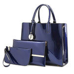Blue handbag set on a white background