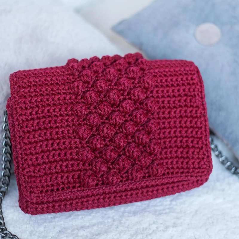 Zarahut Handmade Red Bubble Crochet Bag Women’s Shoulder Purse & Gift Idea