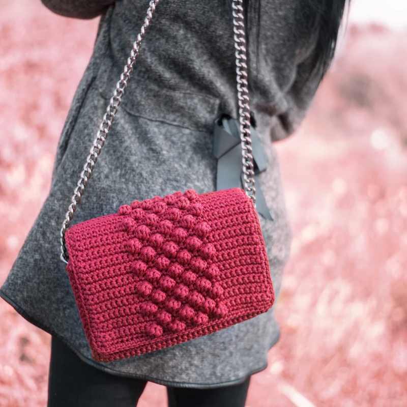 Zarahut Handmade Red Bubble Crochet Bag Women’s Shoulder Purse & Gift Idea