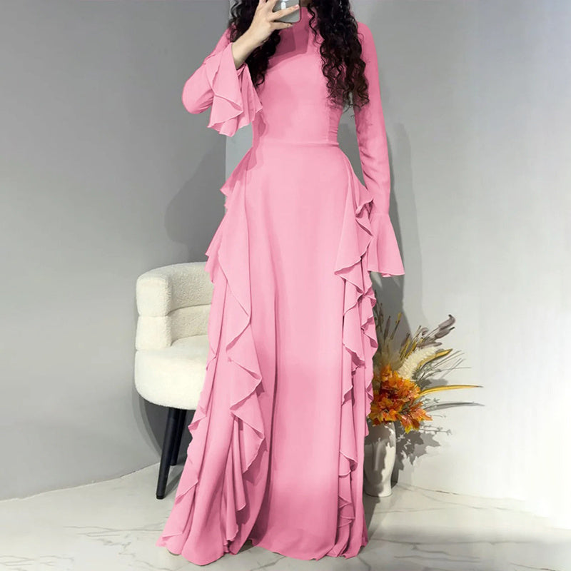 Pink ruffled Zarahut slim fit ruffles dress