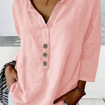 Solid Color Notched Collar Shirt 