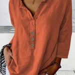 Solid Color Notched Collar Shirt front view