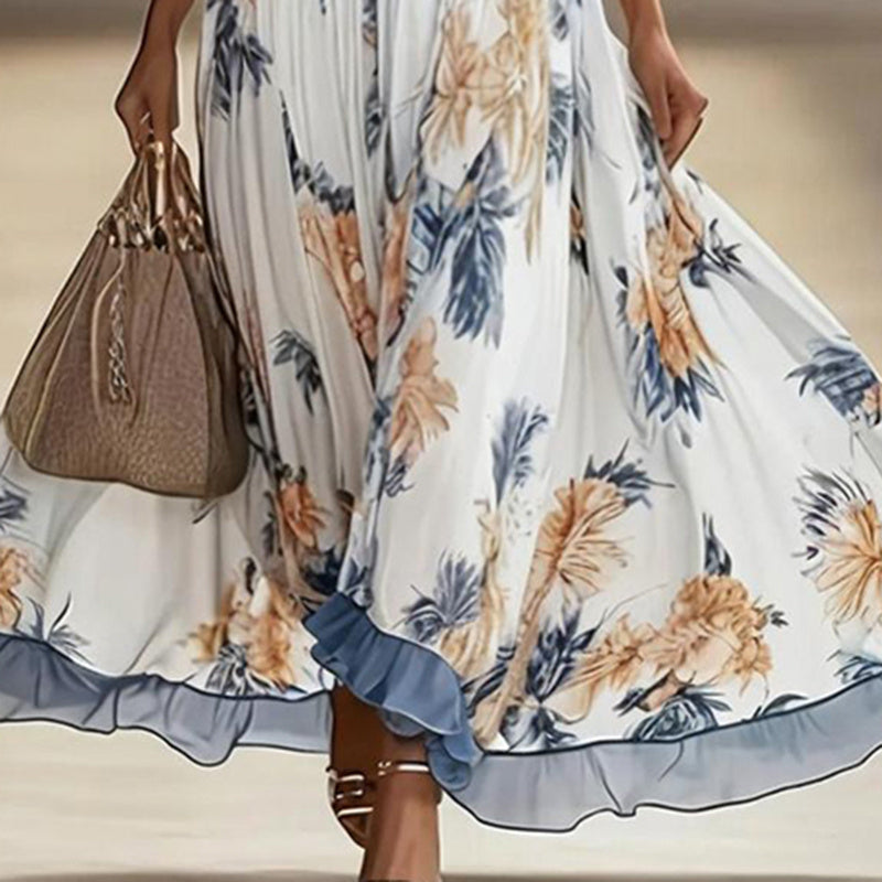 Zarahut floral maxi dress styled for wedding or evening party